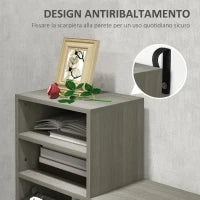 Set Mobili da Ingresso con Appendiabiti, Specchio, Panca con Scaffale e Scarpiera per 8 Paia di Scarpe, Grigio