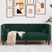 Divano Chesterfield con Rinforzi 2 Posti Verde Scuro in Velluto 372685