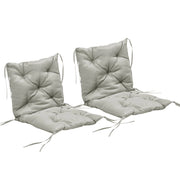 Set di 2 cuscini per sedile; 98 x 50 cm cuscini per sedie con cinghie per cravatta; copertura in tessuto; spesso 8cm grigio chiaro