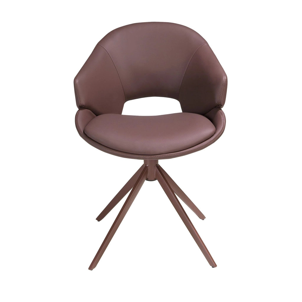 Sedia girevole in similpelle marrone ramato