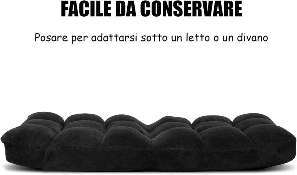 Sedia da Pavimento, Sedia Imbottita Regolabile in 14 Posizioni, Poltrona Salotto per Relax, Yoga, Lettura (Nero)