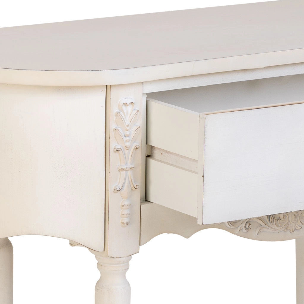 Console in legno laccato bianco invecchiato 88x36x80h cm