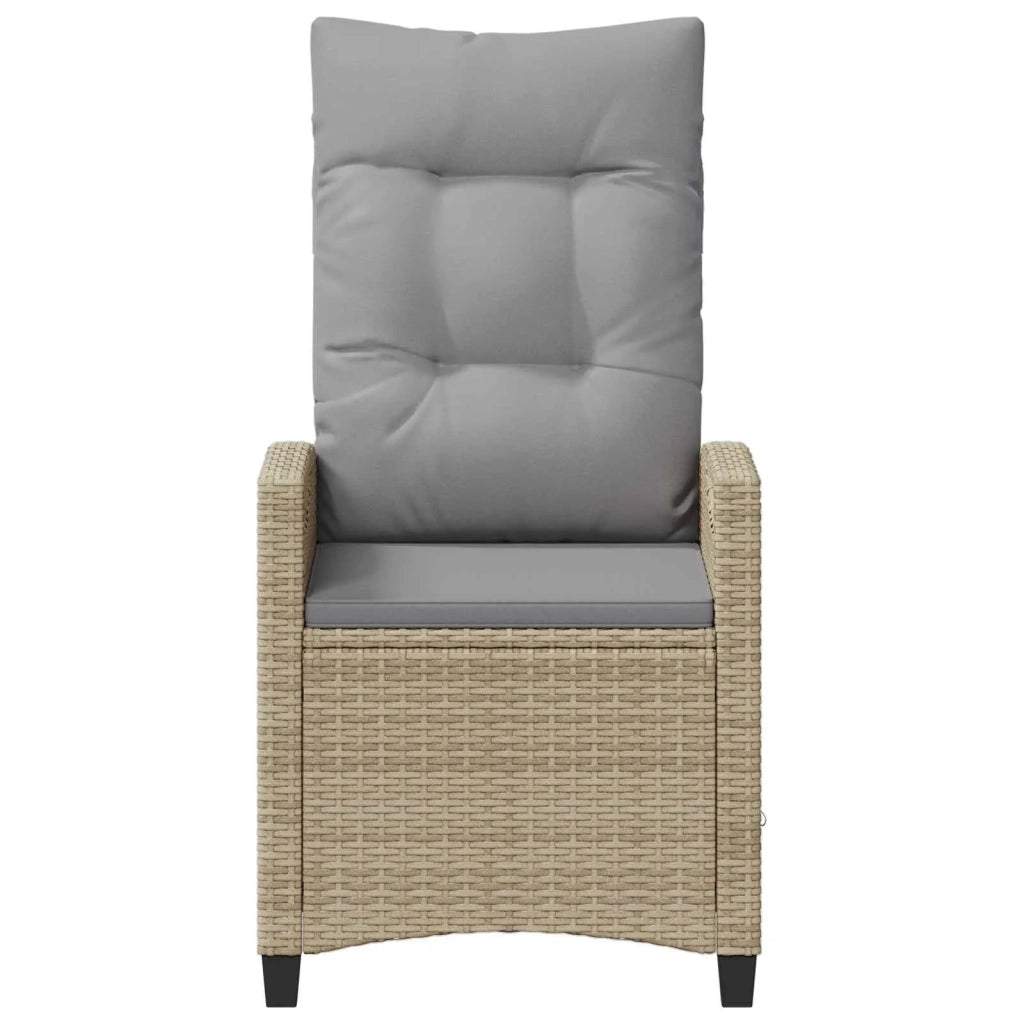 Sedia da giardino reclinabile Beige e Grigio Chiaro polyrattan