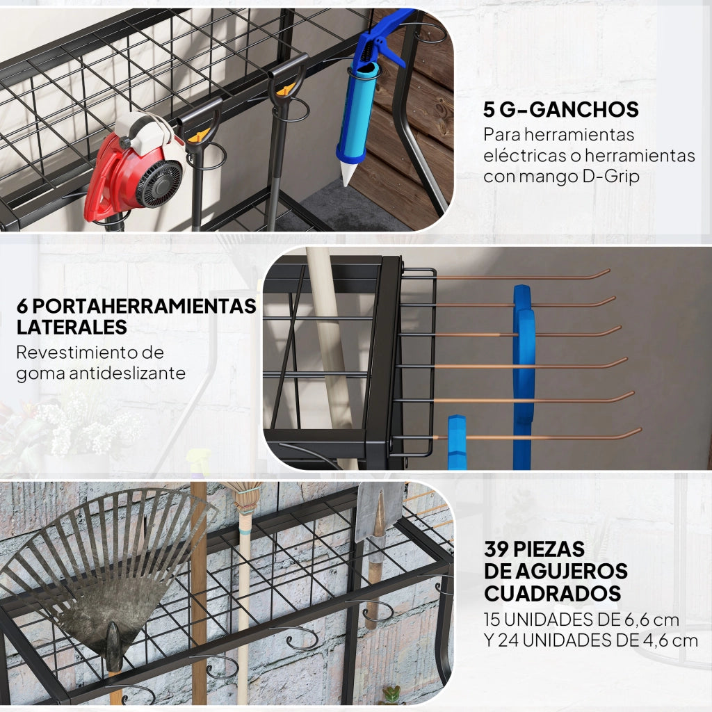 Organizer per Attrezzi da Giardino ¨C Zephmum ¨C Grigio 3 Livelli con Ganchi