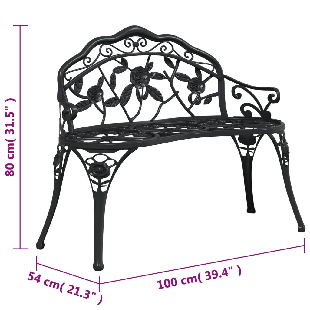 Panchina da Giardino 100 cm in Alluminio Pressofuso Nero 317740