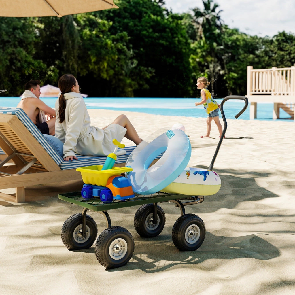 Carrello da Giardino ¨C Zephmum ¨C Verde e Nero 94x48.5x100 cm Acciaio