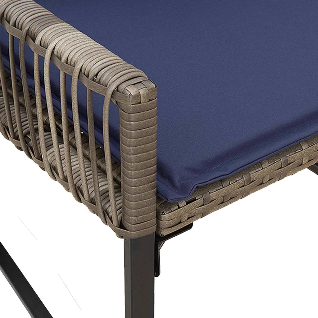 Set di Mobili da Esterno 7 pz | Set Salotto da Giardino Grigio e Blu Navy polyrattan