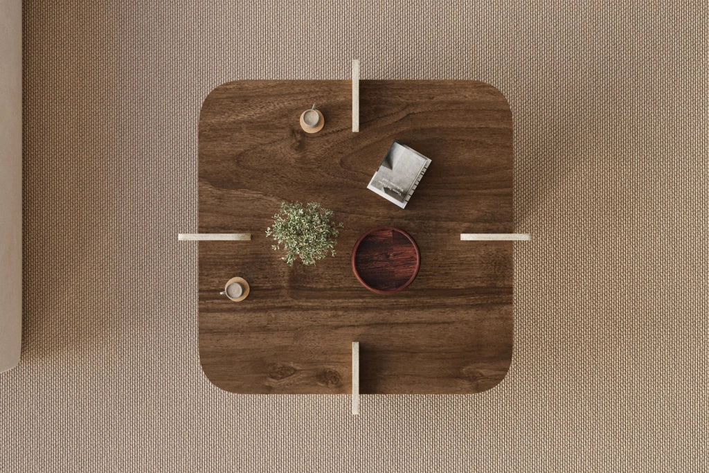 Tavolino in legno "Poalla" - 90 x 90 x 35 cm - Marrone