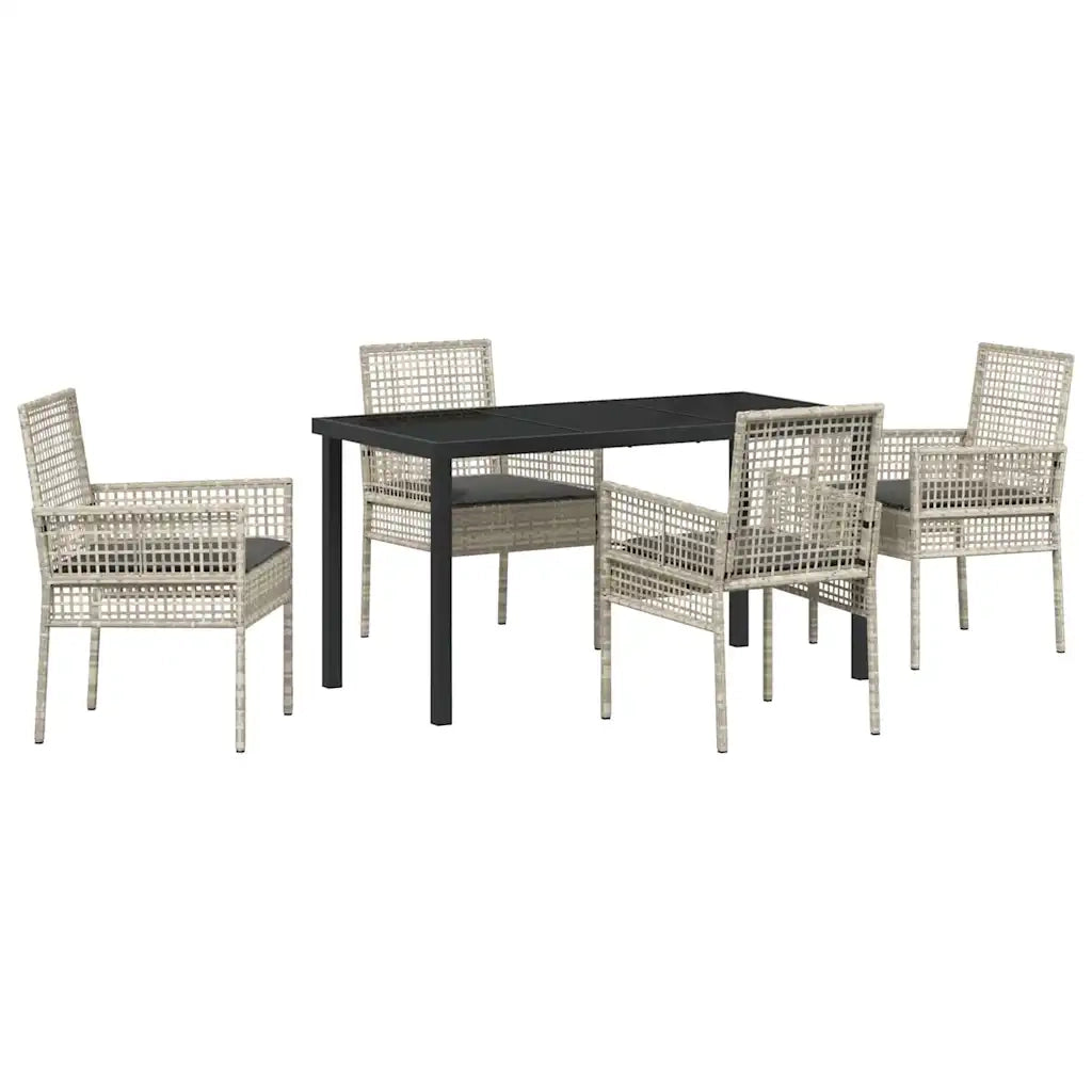 Set da Pranzo per Giardino 5 pcs Grigio chiaro polyrattan