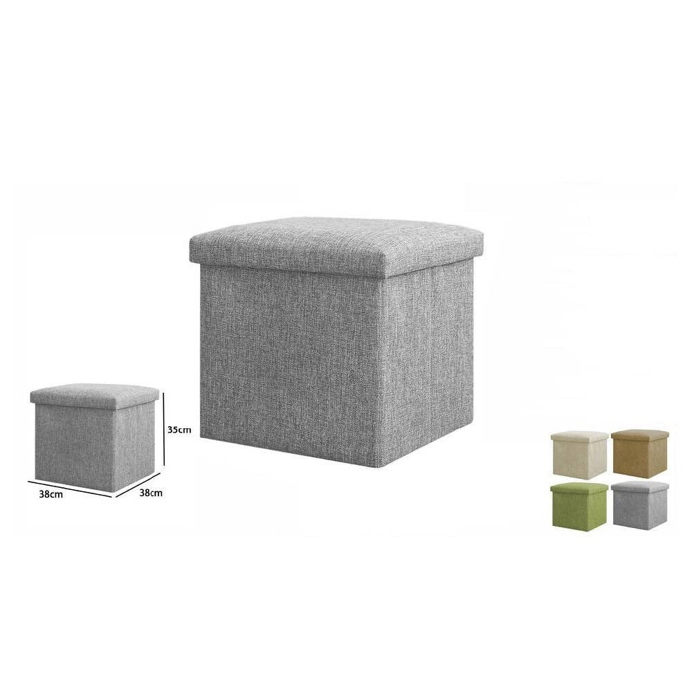 Trade Shop - Pouff Puff Pouf Contenitore Imbottito Con Seduta In Tessuto 38 X 38 X 35cm 69587 -