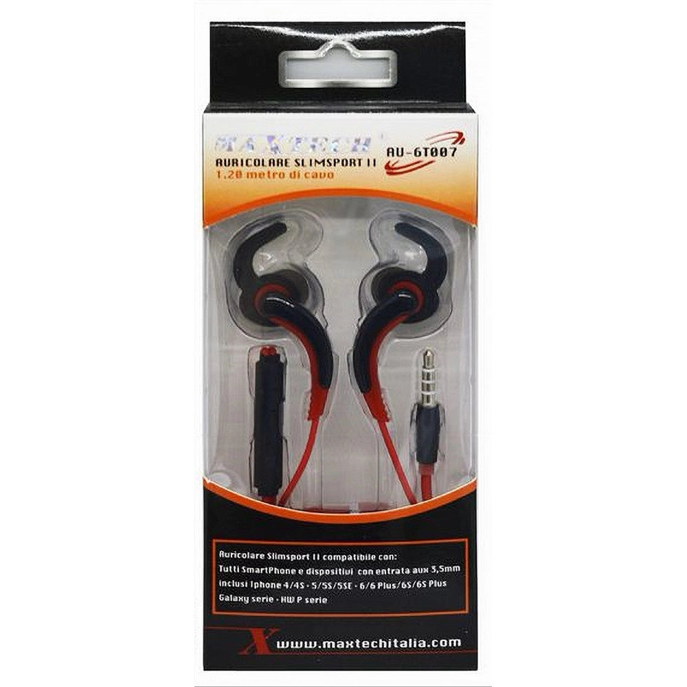 Trade Shop - Auricolari Con Cavo 1.2mt Cuffie Aux3.5mm Orecchio Microfono Smartphone Au-6t007 -
