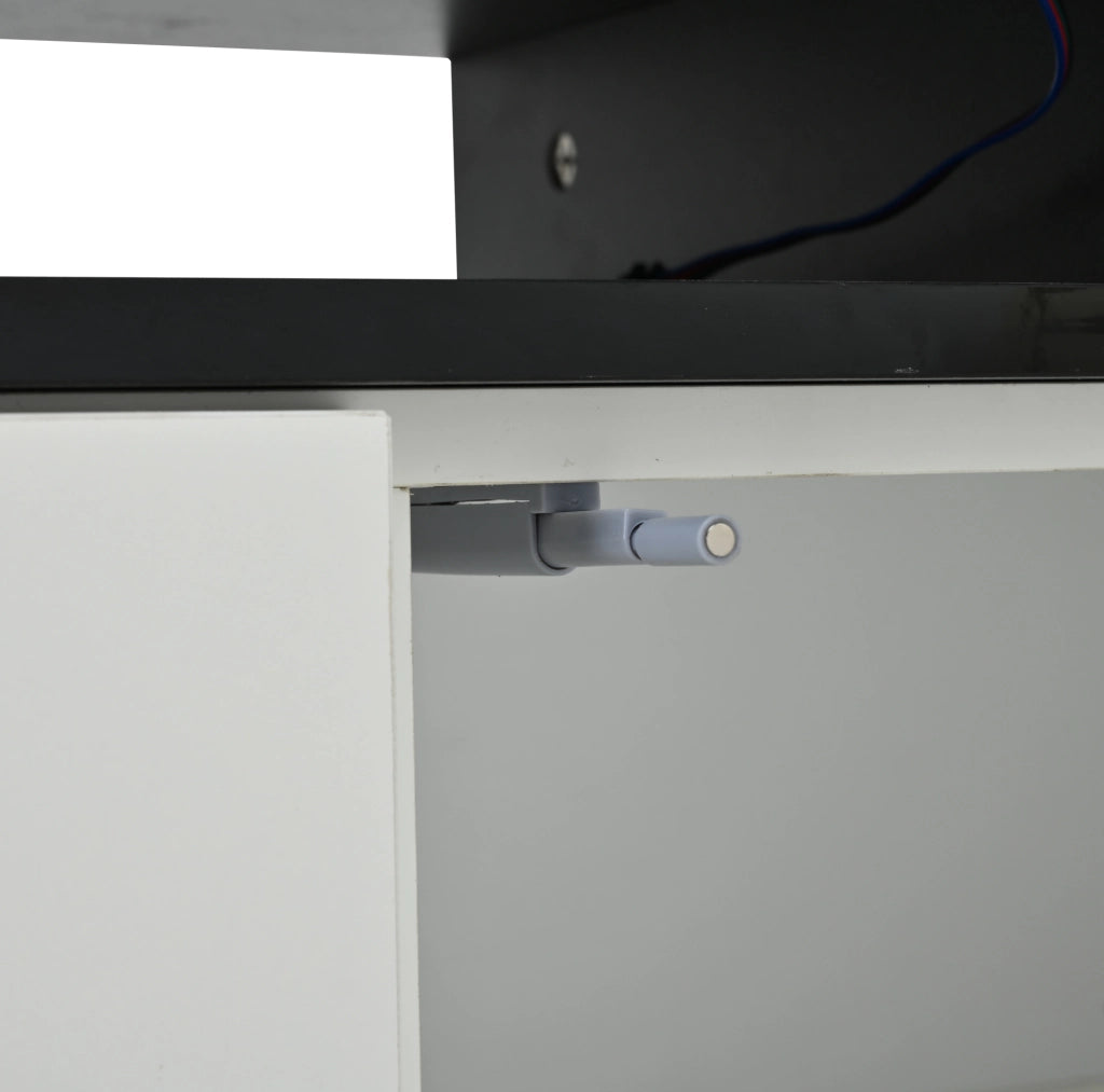 Credenza 140x40x68 cm con LED e ripiani regolabili in truciolato bianco e nero
