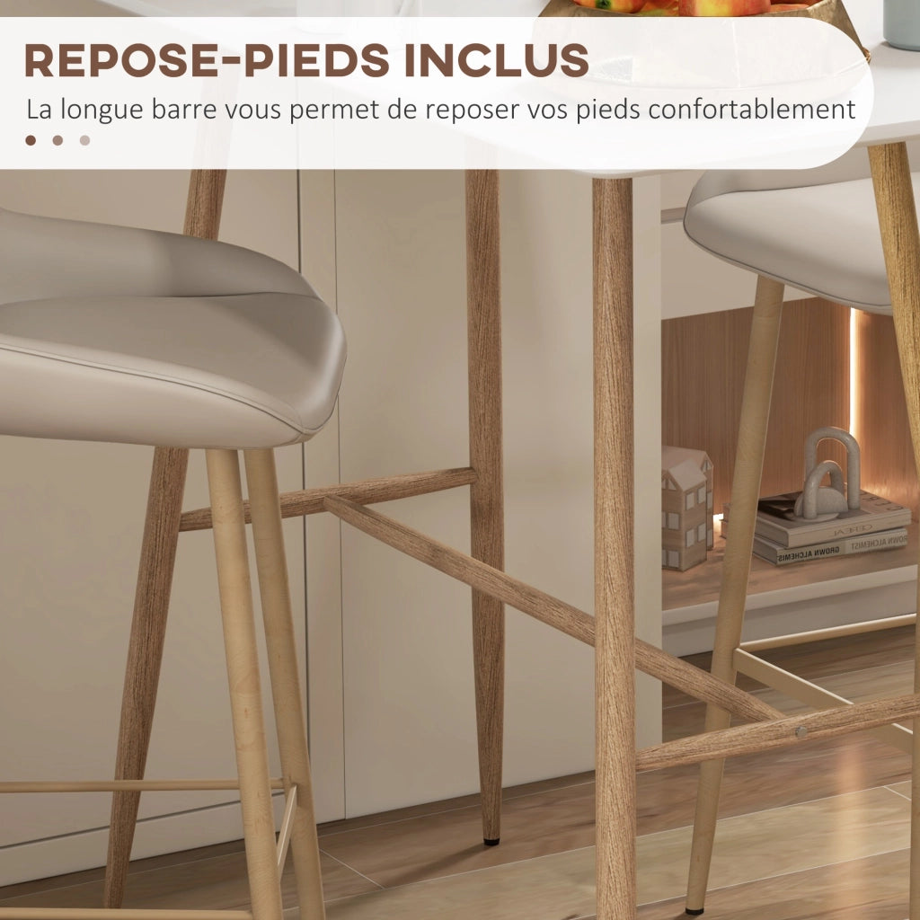 Tavolo da pranzo rettangolare 4 persone ¨C Xylo ¨C Effetto legno bianco gambe acciaio 118x58x98