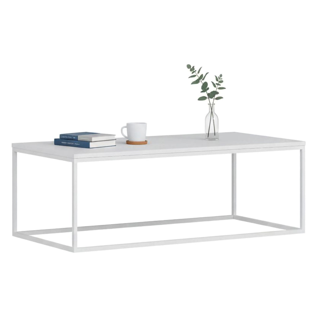 Lazise, Tavolino da Salotto Forma Rettangolare, 60x120x42h cm Bianco