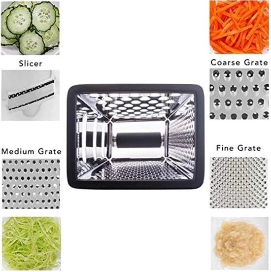 Grattugia a cassetti quadrifacciale per tutte le tue esigenze di cucina.