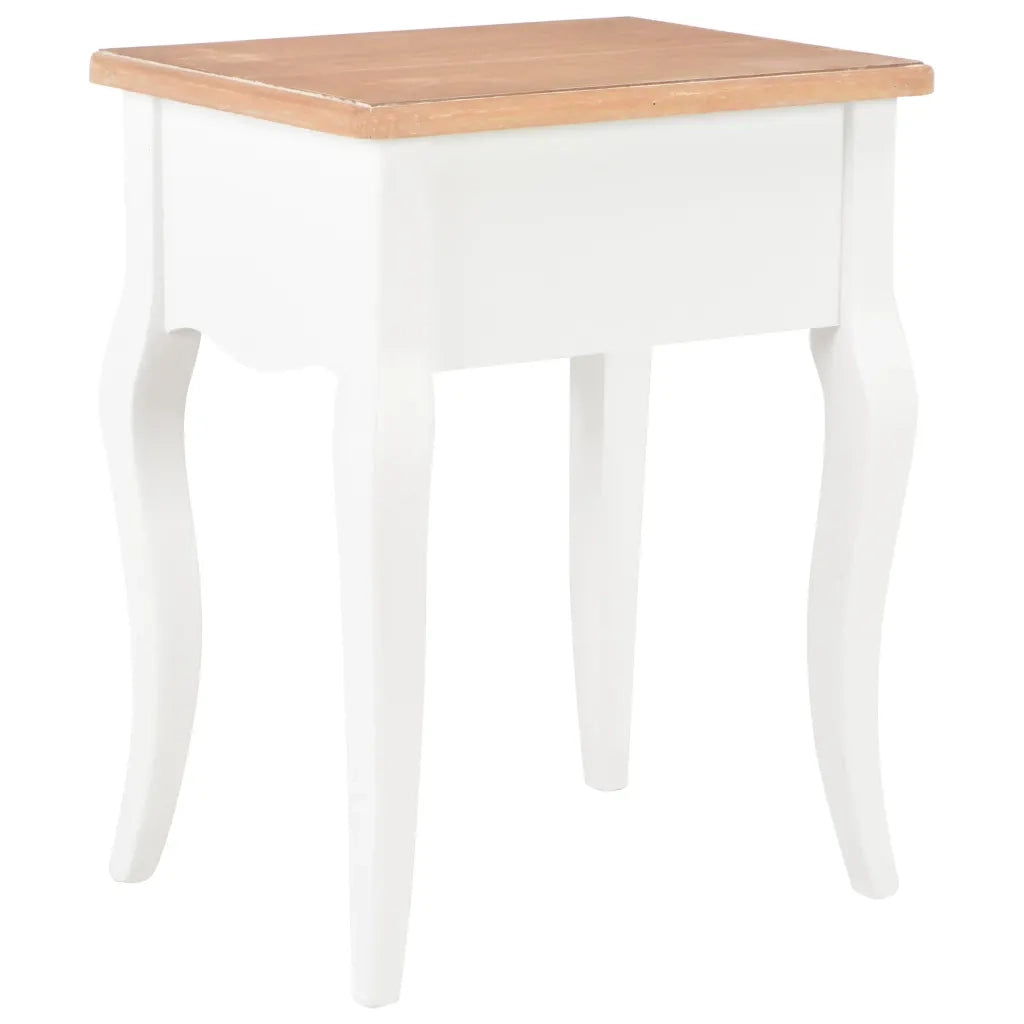 Comodino Bianco e Marrone 40x30x50 cm in Legno Massello di Pino 280006