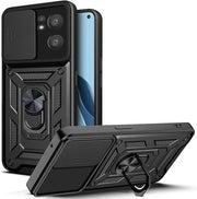 Custodia shockresistente per smartphone, qualità militare, con stand magnetico e regolatore di apertura della camera - Nero