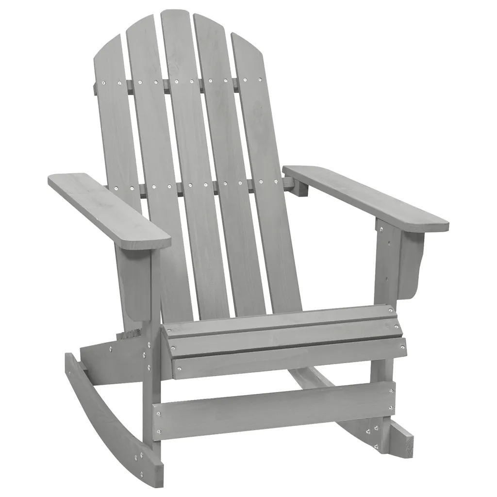 Sedia a Dondolo da Giardino in Legno Grigia cod mxl 17170
