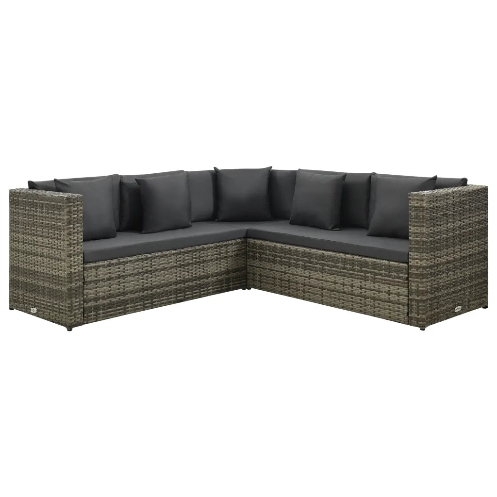 Set Divani da Giardino 4 pz con Cuscini in Polyrattan Grigio cod mxl 37767