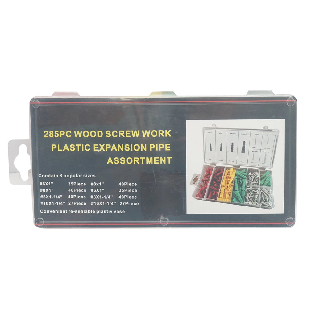 Kit di tasselli in plastica e viti autofilettanti 6-10 mm 285 pezzi