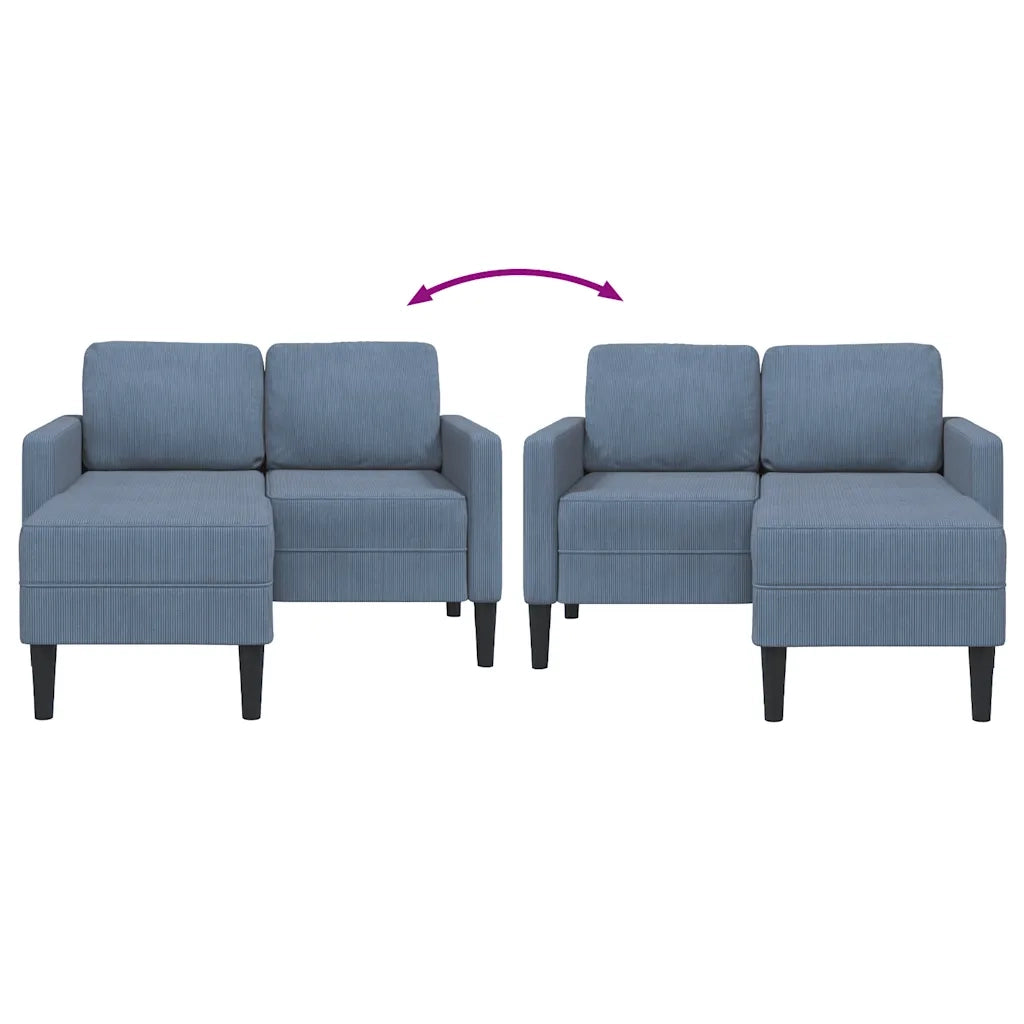 Divano 2 Posti con Chaise longue a L-Sofa 2 Posti con Chaise Blu 125 cm in Lino