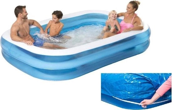 Piscina per famiglie - XL - Blu - Bianco - 262 x 175 x 51 - Piscina - Inflabile - 720 Litri con tetto di copertura - Piscine