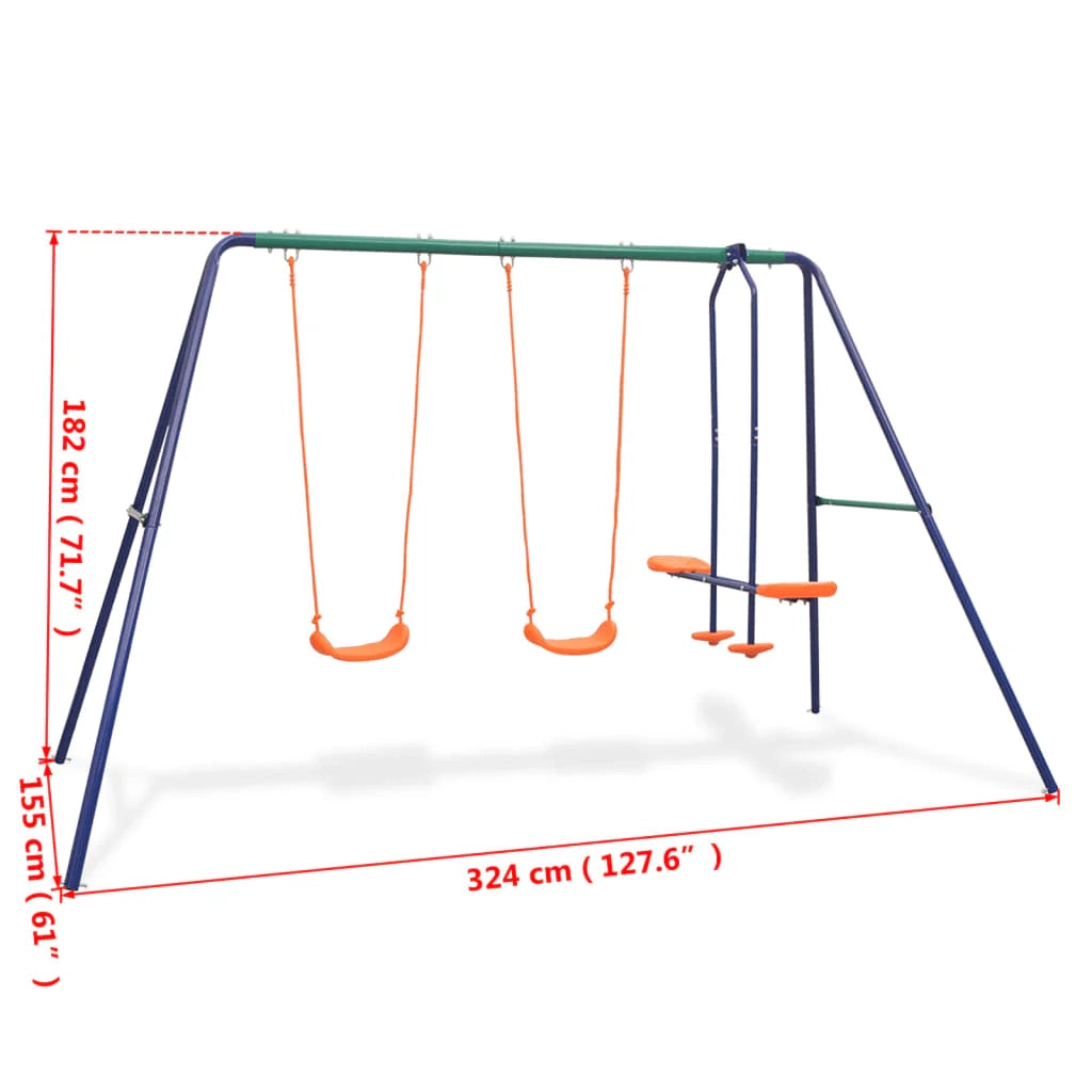Altalena 324 x 155 x 182 cm con 4 posti arancione 02_0004963