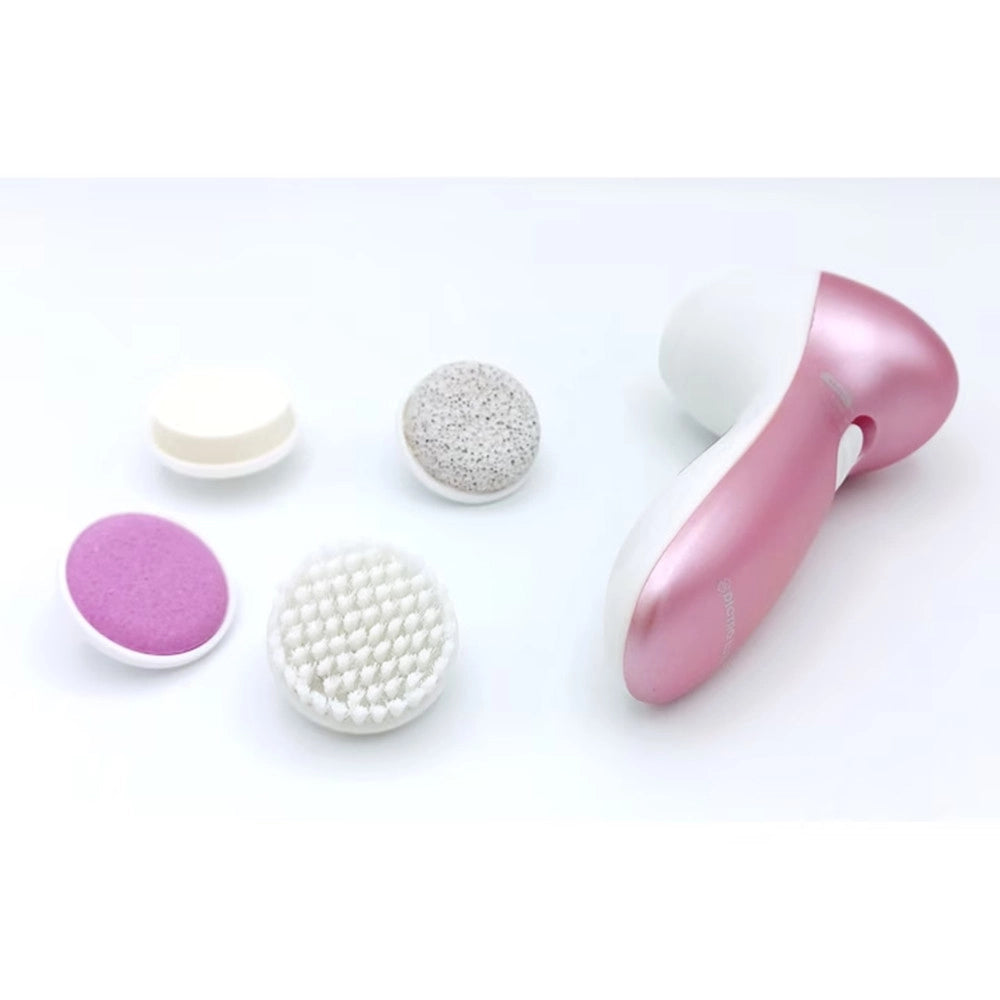 Trade Shop - Set Pulizia 4in1 Per Corpo Viso 5pz Elettrico 4 Testine 2 Velocità Regolabili A Batterie -