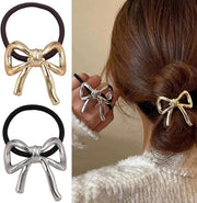 Set di 2 elastici per capelli eleganti con fermaglio metallico in oro-argento per ragazze - Accessori per capelli per Natale
