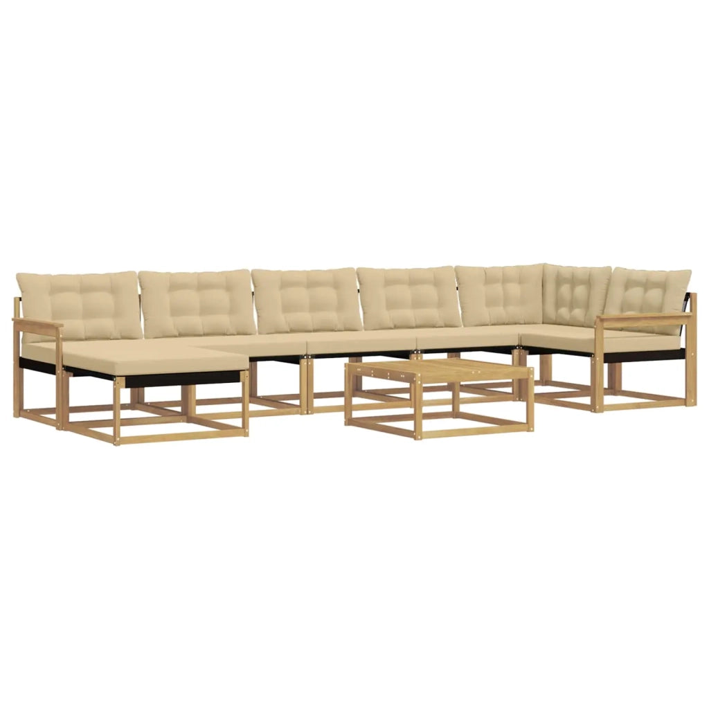 Set di divani da esterno 8 pcs Bianco e Beige