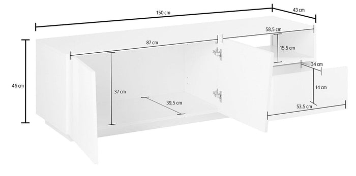 Mobile TV 2 Ante 1 Cassetto 150x43x46 cm Vega Ardesia