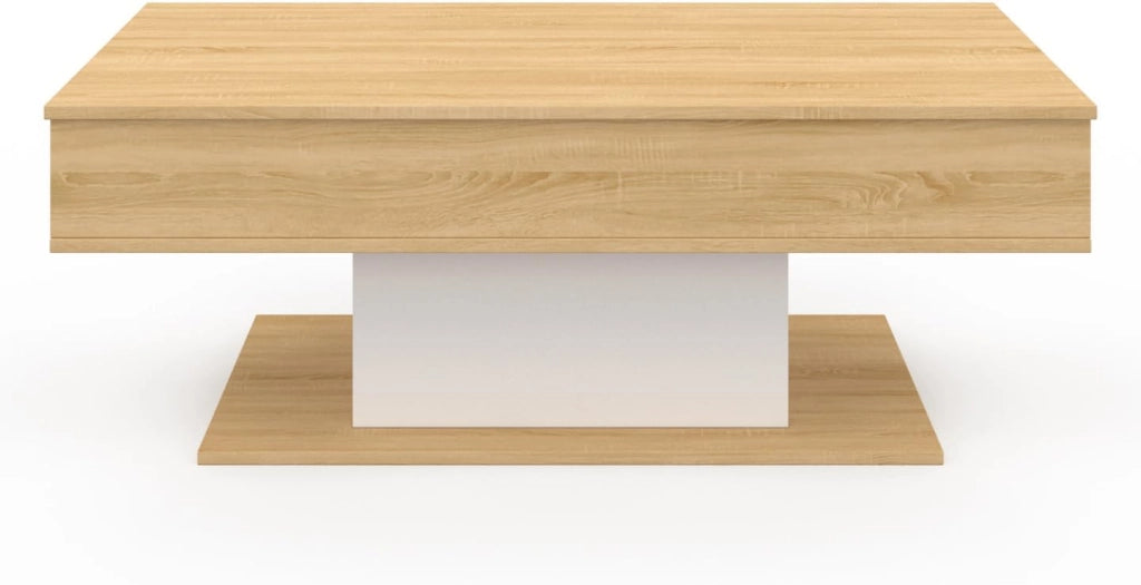 IDMarket - Tavolino rettangolare alzabile EDEN in legno e bianco