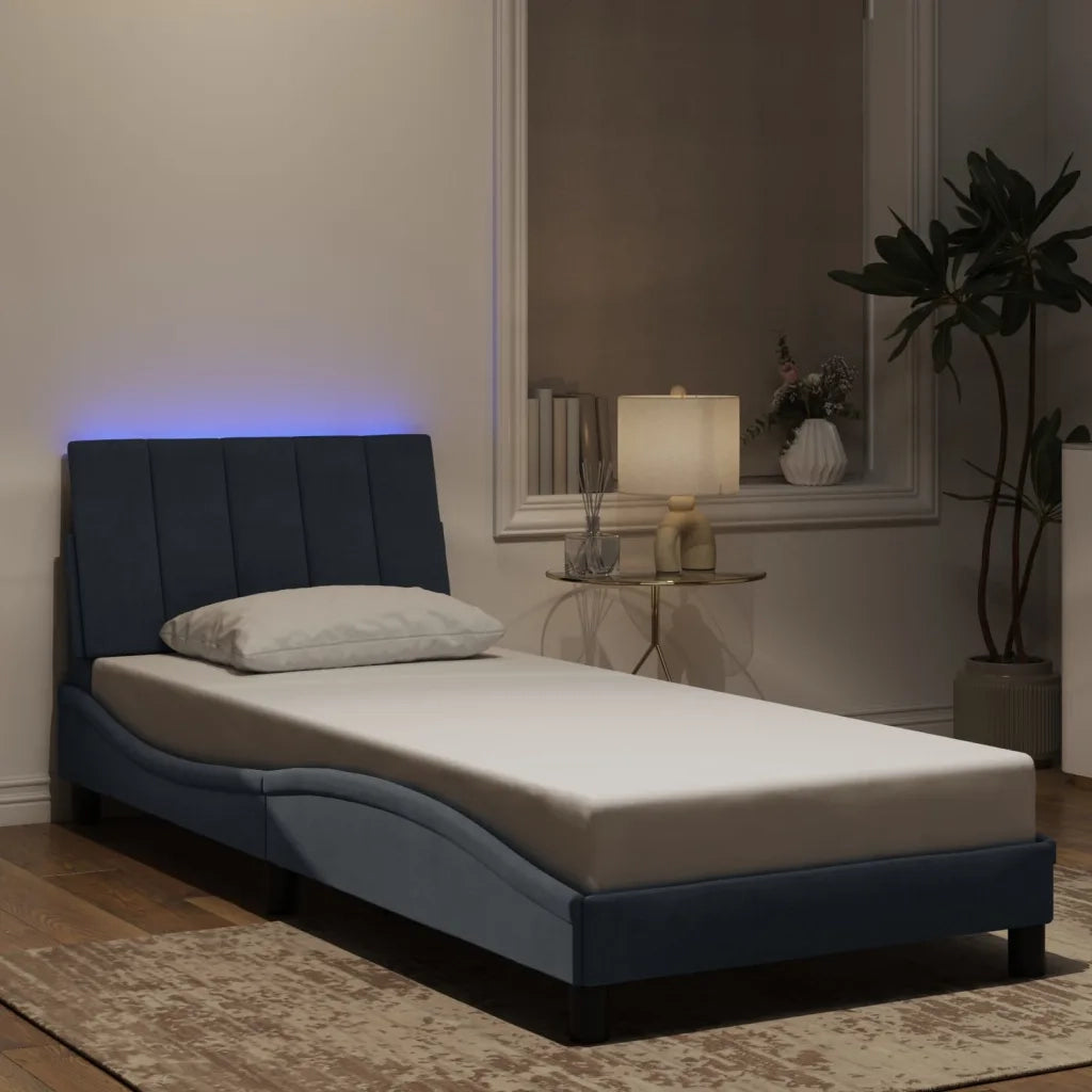 Giroletto con Luci LED Grigio Scuro 90x200 cm in Velluto