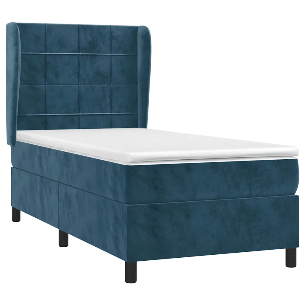 Giroletto a Molle con Materasso Blu Scuro 90x200 cm in Velluto 3129193