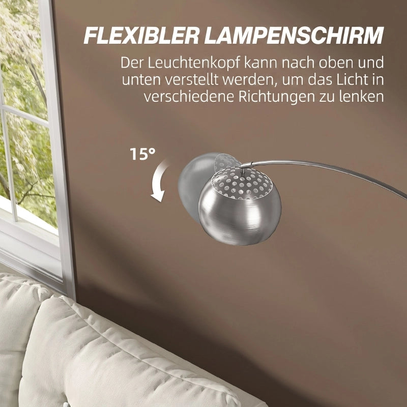 LAMPADA DA TERRA ad arco 167 cm argento con base in marmo