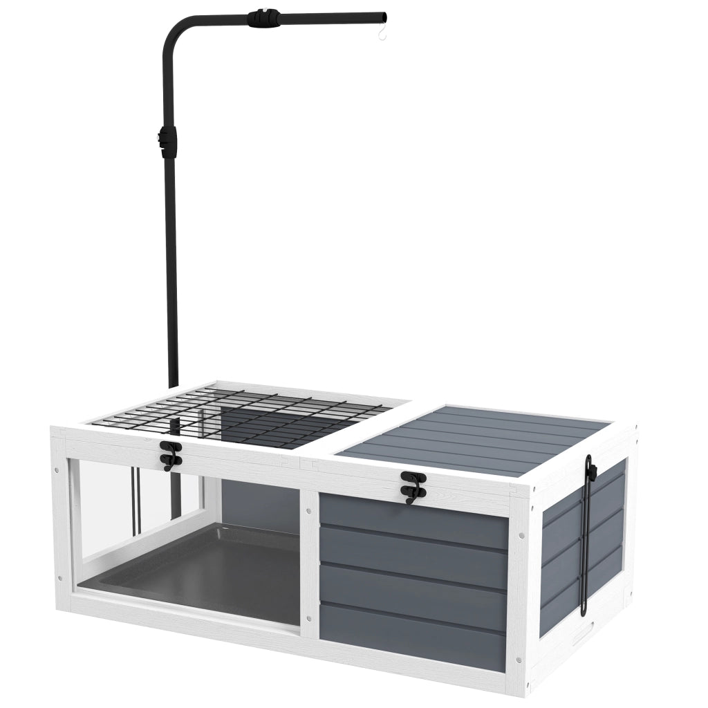 Recinto per Tartarughe e Piccoli Animali ¨C Xylo ¨C Grigio 81x48x31,5 cm con Supporto Lampada