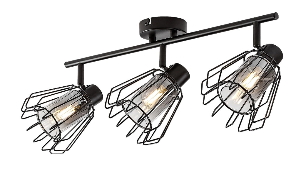 Plafoniera industriale nera 3 luci E14 Emerencia Rabalux