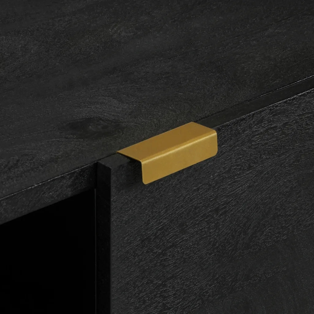 Credenza-Buffet-Armadio da cucina Nera 80x33x75 cm in Legno Multistrato