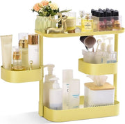 Organizzatore di cosmetici, 360 gradi rotativo, organizzatore per tavolo di trucco, 3 piani, metallo, organizzatore per cosmetici, cassa per cosmetici per comodino, camera da letto, bagno, cucina, giallo