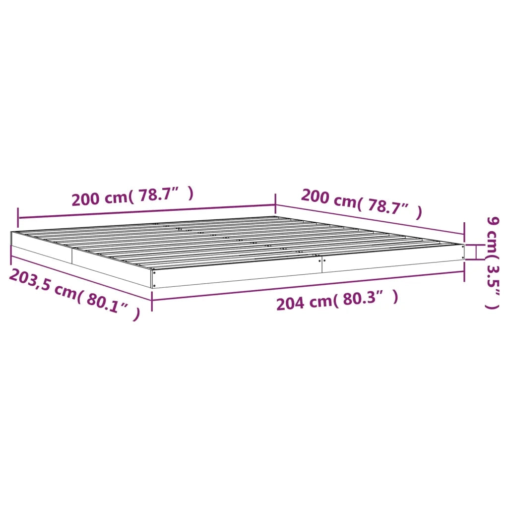 Giroletto senza Materasso-Struttura Letto Bianco 200x200 cm Legno Massello Pino 279050