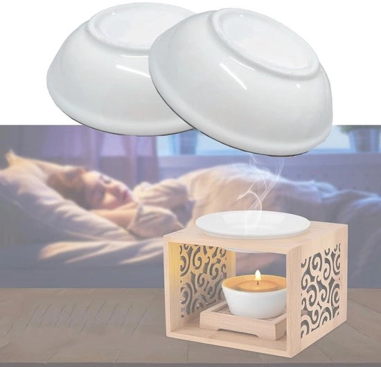 Due sostituti di lampada a olio - ceramica - bianca - olio bruciatore - 2 pezzi - adatto per aromaterapia