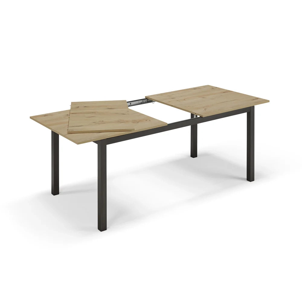 Tavolo da pranzo allungabile Quercia 160x85 modello GIOTTO MADE IN ITALY con 2 allunghe laterali da 40 cm per sala da pranzo, cucina e soggiorno, design moderno