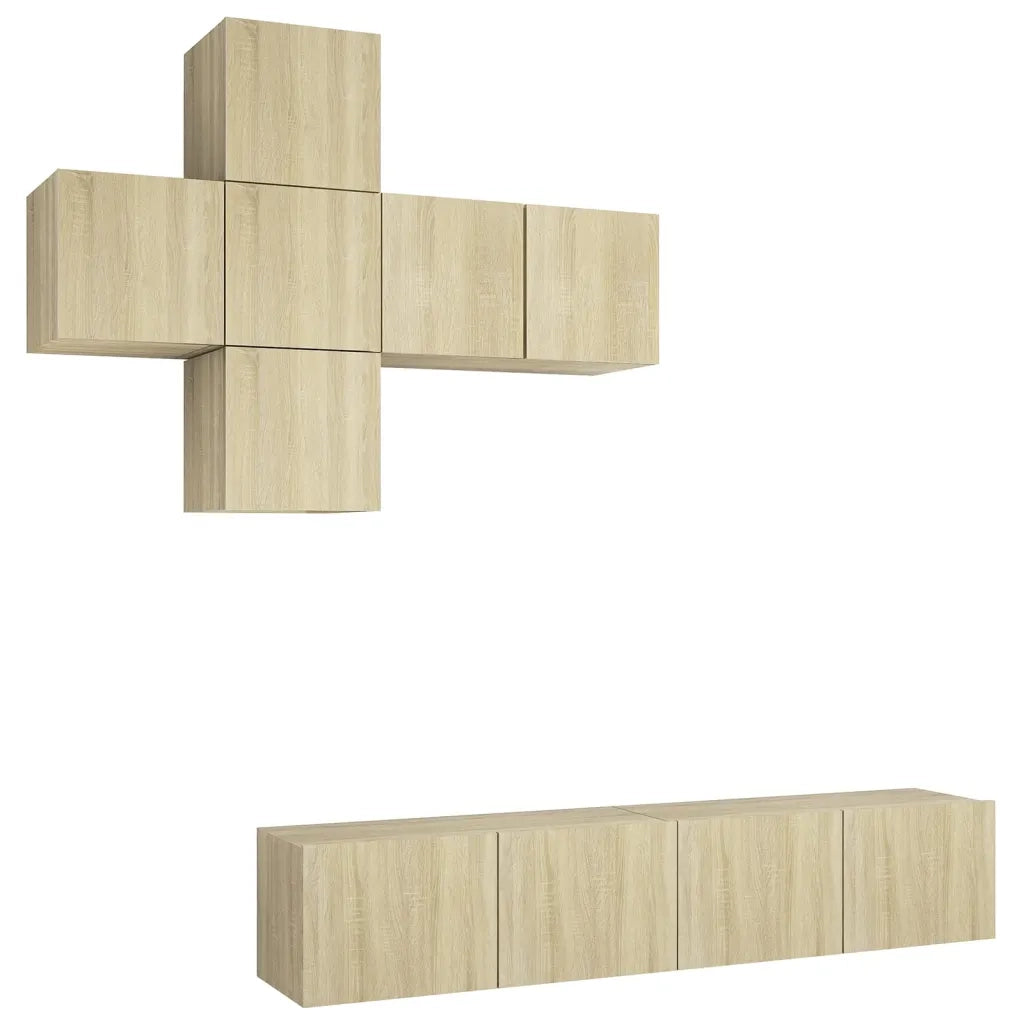 Set di Mobili Porta TV 7 pz-Credenza per TV Rovere Sonoma in Legno Multistrato