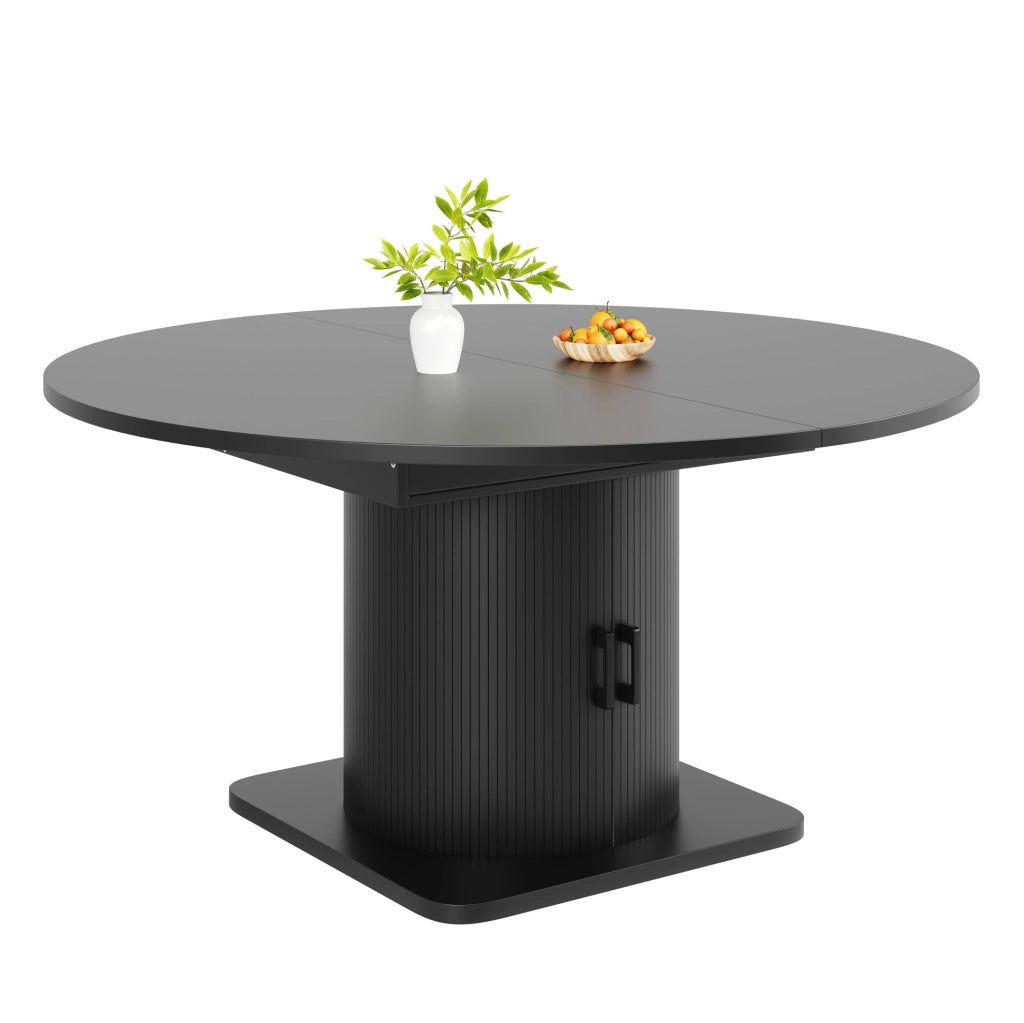 Tavolo da pranzo allungabile con contenitore in MDF nero