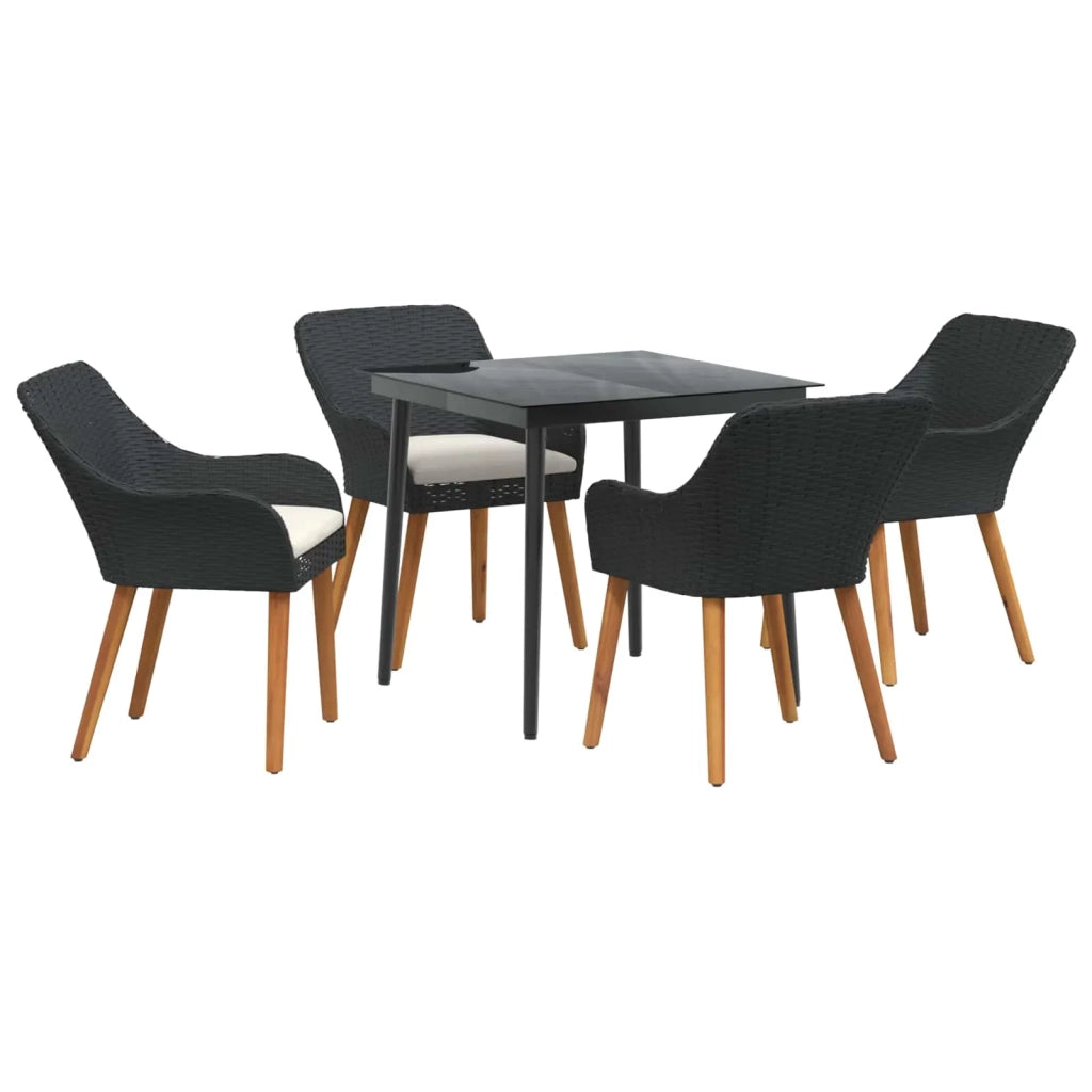 Set da Pranzo per Giardino con cuscino 5 pcs Nero polyrattan 3261664