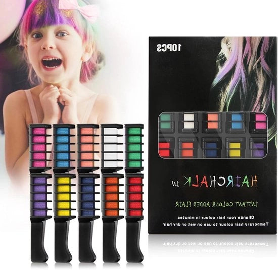 Kit di segni per capelli - 10 colori di segni per capelli temporanei - lavabili per DIY party di cosplay - Natale Halloween compleanno styling capelli