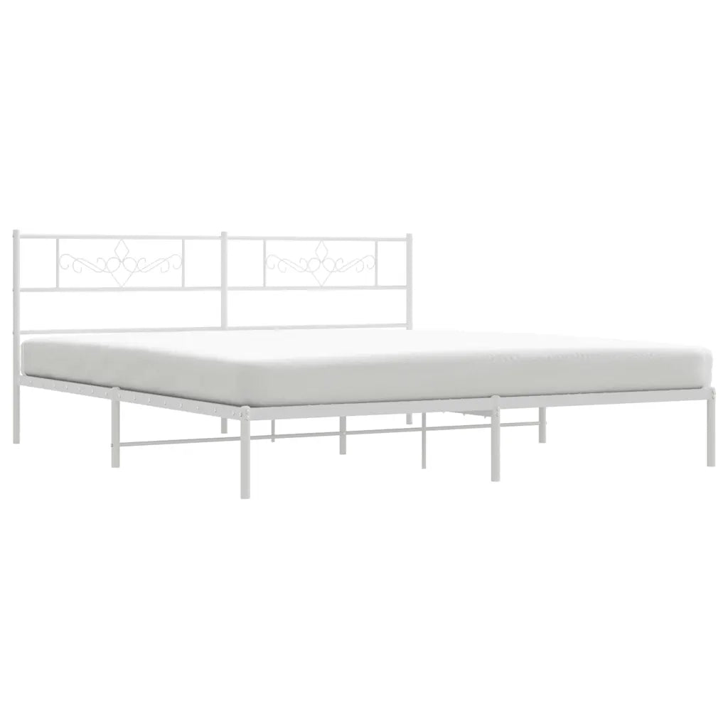 Giroletto con Testiera-Struttura Letto con testiera Metallo Bianco 183x213 cm 679570