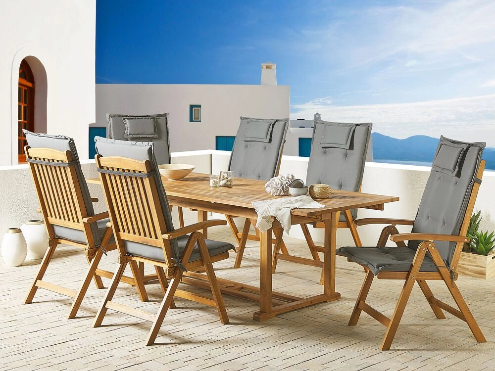 Set di 6 cuscini per sedie da giardino Cuscino per schienale in poliestere grigio Design moderno Cuscino per esterni