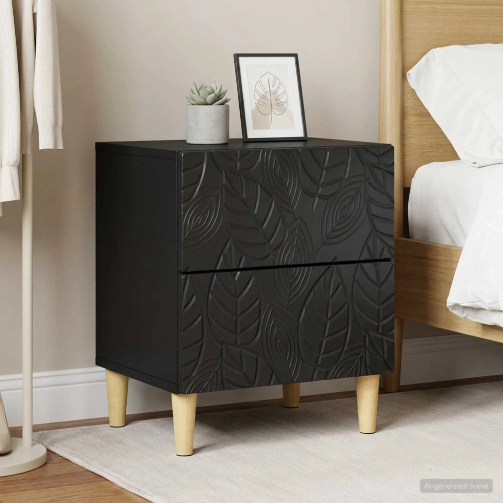 Comodino 2 pcs Nero 43 x 34,5 x 48 cm Legno ingegnerizzato 894988