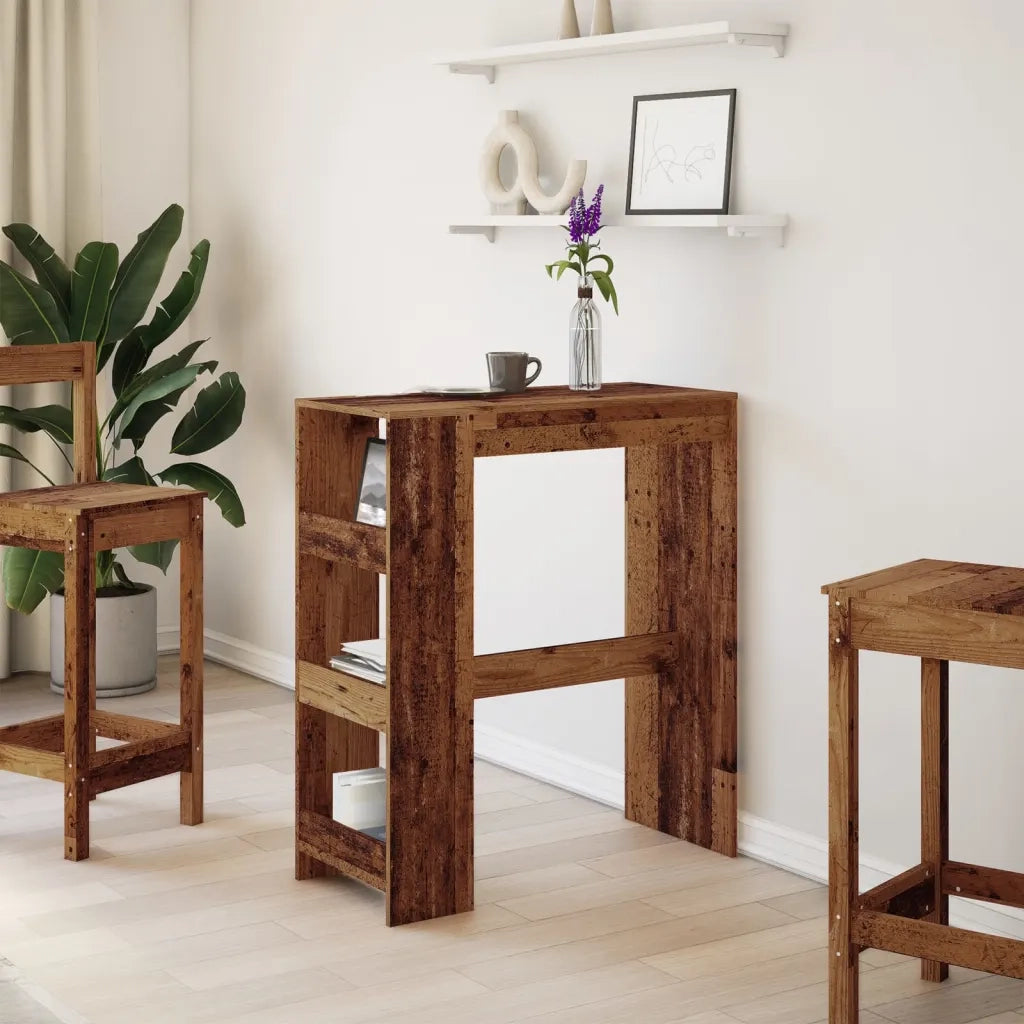 Tavolo Bar con Rastrelliera Antico 90x40x103,5 cm Multistrato 854380